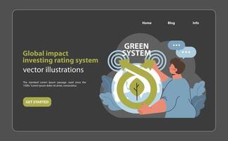 Global impact investing system. Evaluating environmental and social governance. vector