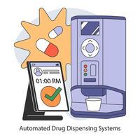 automatizado fármaco dispensación sistemas concepto. plano vector ilustración.