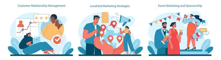 Marketing 5.0 set. Fostering customer relationships vector