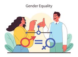 Advocating for balance in gender roles. A visual dialogue on equality. vector