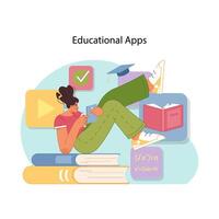 App based learning concept. Flat vector illustration