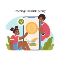 Financial literacy education. Flat vector illustration