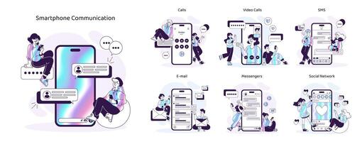 Exploring telephonic conversations, texting, and instant messaging interfaces vector