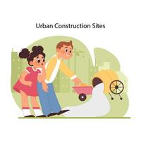 Construction site danger. Flat vector illustration