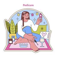 Pedicure routine illustration. Flat vector illustration