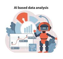 AI-Powered Data Analysis. Advanced robotics integrating with analytics for comprehensive business. vector