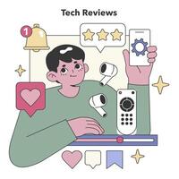 Tech Reviews theme. Flat vector illustration