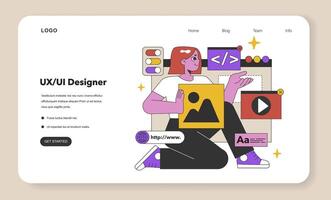 ux ui diseñador a trabajar. plano vector ilustración