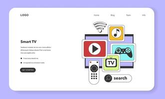 Streaming media service web banner or landing page. Online platforms vector