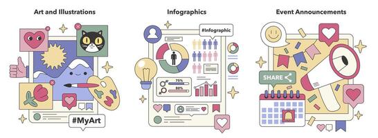 Creative Engagement set. Flat vector illustration