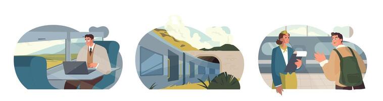 Train Journey Scenes. vector