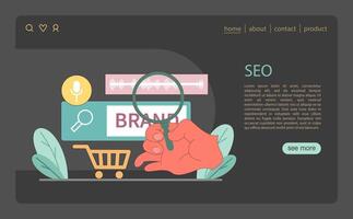 SEO concept. Display of SEO practices with a focus on increasing brand visibility. vector