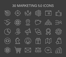 Marketing 5.0 icon set. Essential visual elements representing advanced digital marketing vector