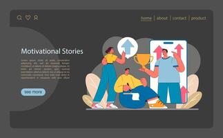 Empowerment Through Stories concept. Illustration of individuals sharing success narratives vector