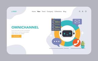 omnicanal web o aterrizaje. un centralizado chatbot facilita sin costura vector