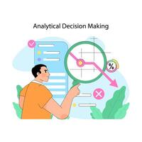 Analytical decision making concept. Flat vector illustration