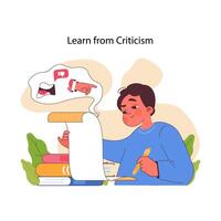 Learning from criticism concept. Flat vector illustration