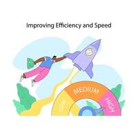 Improving efficiency and speed concept. Flat vector illustration