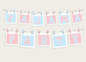 Hand drawn cartoon vector template background for pajama party invitation