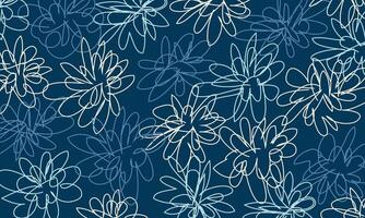 Hand drawn vector spring floral doodle blue background