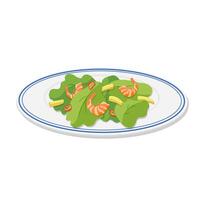 Vector isolated plate of shrimp and cheese salad