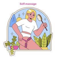 Self-massage routine illustration. Flat vector illustration