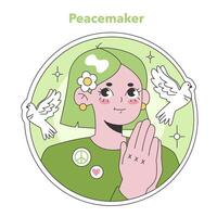 eneagrama pacificador tipo ilustración. plano vector ilustración