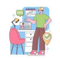 Digital freelancer setup. Flat vector illustration