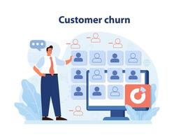 Professional analyzing customer churn on a digital screen. vector