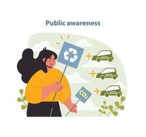 Electric Car Public Awareness Campaign Illustration. vector