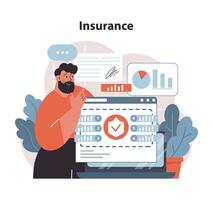 Insurance overview concept. Analyzing data and policy details. vector