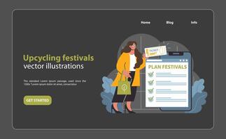 Upcycling Festivals Planning Illustration. A proactive individual organizes upcycling festivals. vector