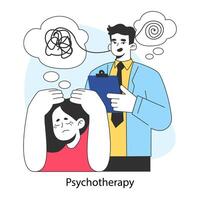 Neurosis. Chronic stress and anxiety mental disorder. Psychotherapy vector