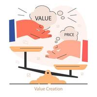 Value creation. Ascending progress. Amplifying success. Flat vector