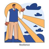 Overcoming fears. Black man stands tall, epitomizing psychological resilience vector