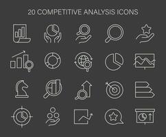 icono conjunto para competitivo análisis. esencial visual herramientas para mercado investigación, datos interpretación. vector