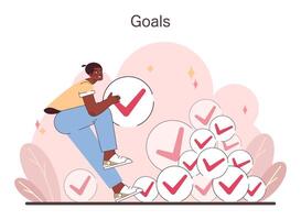 Goal Achievement Visualization. Flat vector illustration