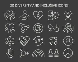 Inclusive society set. A collection of icons representing unity, equality vector