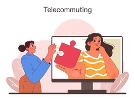 Virtual collaboration concept. Flat vector illustration