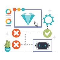 Reinforcement Learning concept. Flat vector illustration