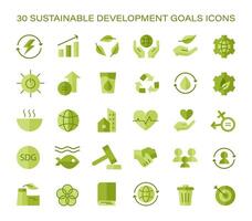 Sustainable development goals icon set. Global objectives visual guide. vector