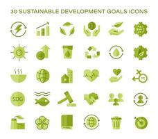 Sustainable development goals icon set. Global objectives visual guide. vector
