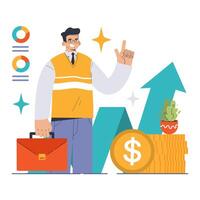 Growth Investing concept. Flat vector illustration