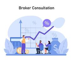 Financial Advisory set. Engaging broker consultation for investment vector