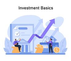 Foundations of Investing set. Exploring the essentials of financial growth vector