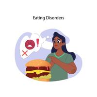 Eating Disorders concept. Flat vector illustration