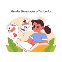 género estereotipos en libros de texto concepto. plano vector ilustración