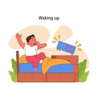 Waking up concept. Flat vector illustration