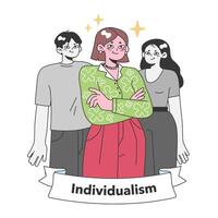 Celebration of individualism with a diverse group upholding their unique vector