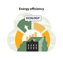 fábrica dentro energía eficiente gráfico retrata sostenibilidad. plano vector ilustración.